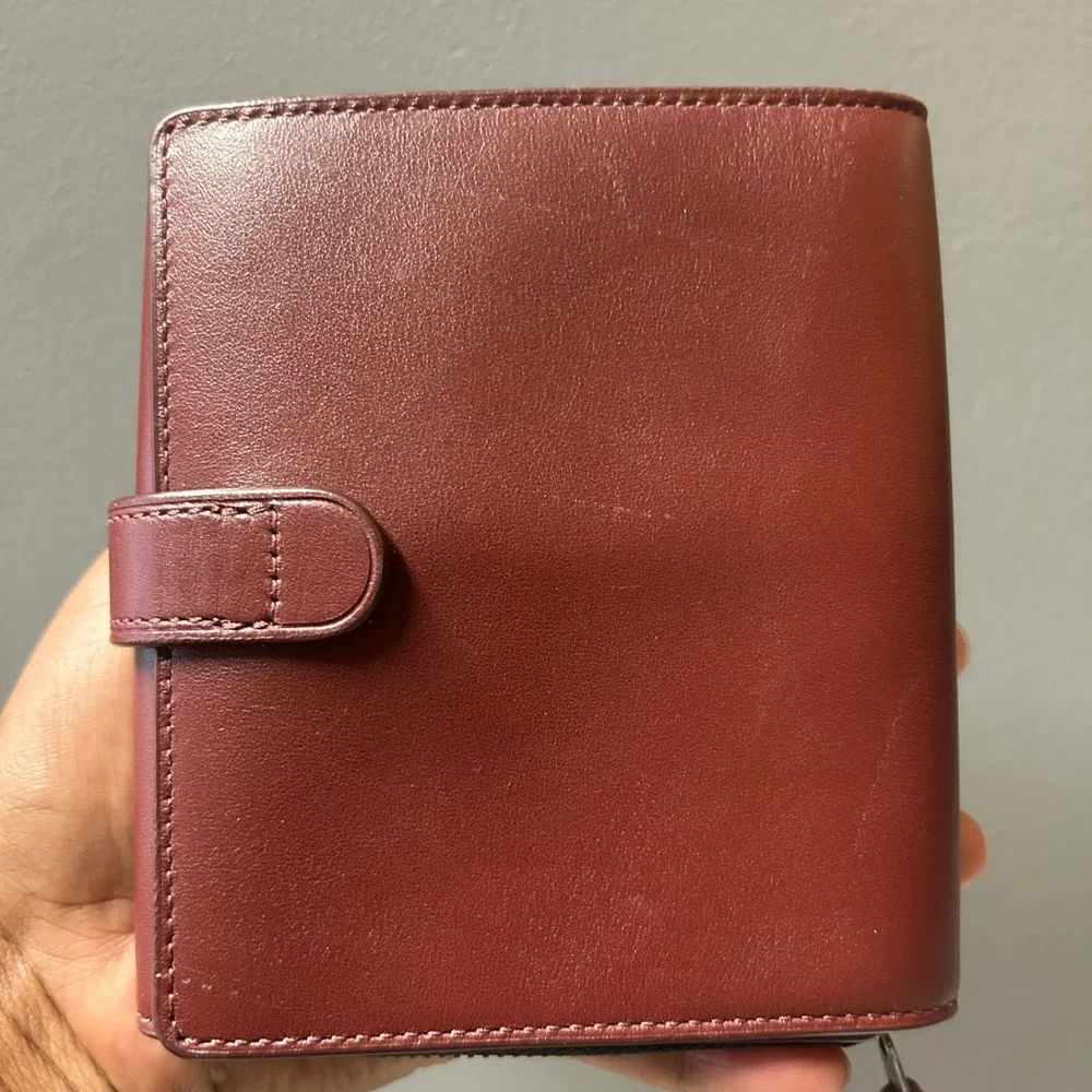 Coach F34868 Cord Wallet Cardinal Red Burgundy Leather Zip Leather Bifold